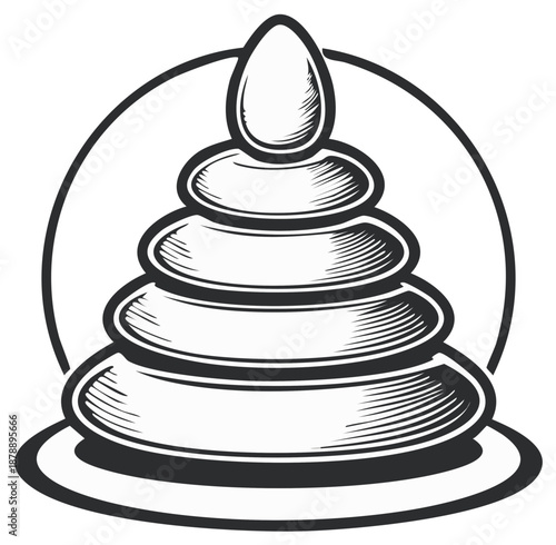 Classic Wooden Ring Stacker Toy Object Logo Icon Symbol