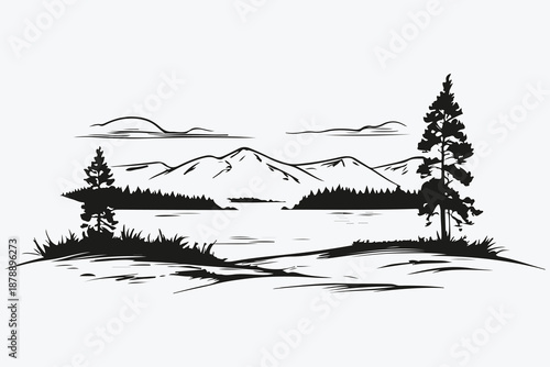 Finland landscape sketch illustration vector