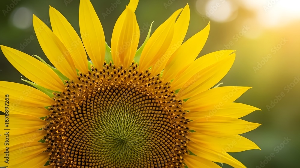 Obraz premium close up sunflower blooming bright yellow petals sunlit summer garden detail nature vibrant floral plant beauty freshness organic growth season