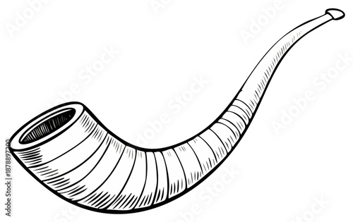 Hand-drawn Illustration of a Smoking Pipe: Antique, Tobacco, Classic Design