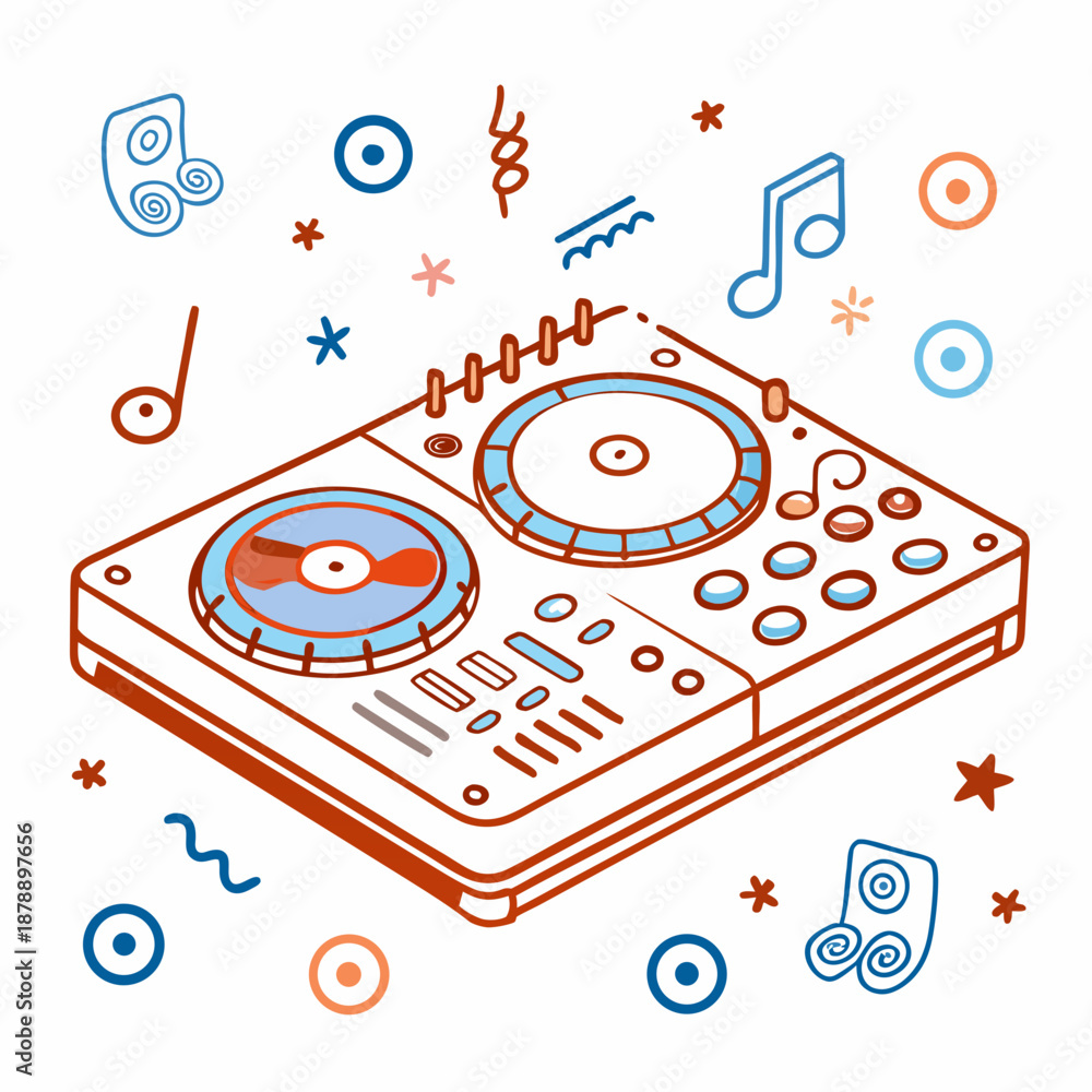 Obraz premium Illustrated dj mixer