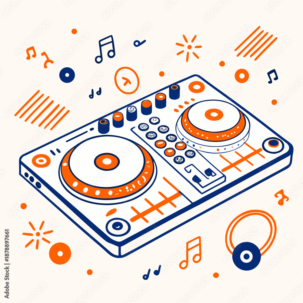 Obraz premium Illustrated dj equipment