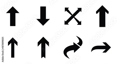 Collection of various black arrow icons pointing in different directions