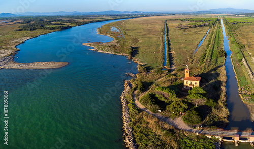 Bocca d'Ombrone is where the river Ombrone meets the Mediterranean Sea