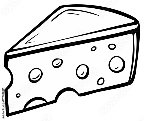 Vector illustration of a wedge of Swiss cheese with holes