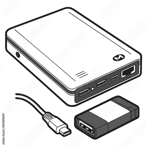 External battery charger with cables