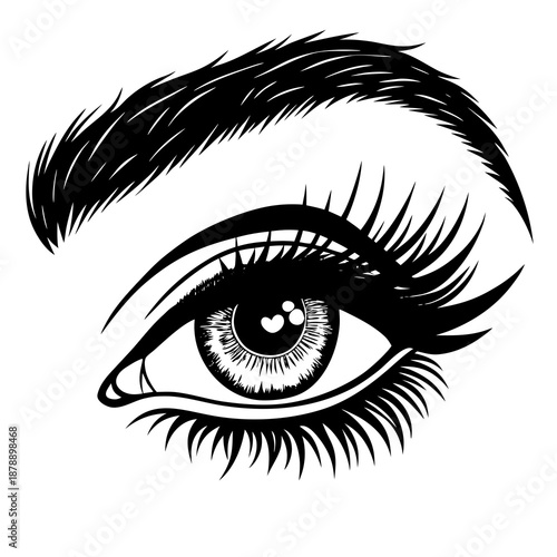 Stylized eye with long eyelashes