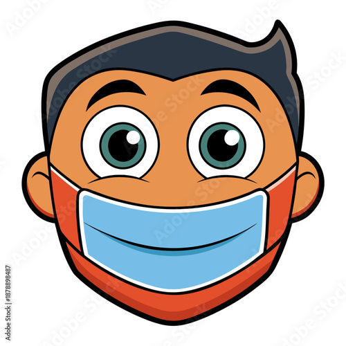 Cartoon character wearing a face mask