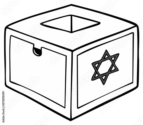 Charity Box with Star of David Symbol for Giving Tzedakah, Jewish Tradition
