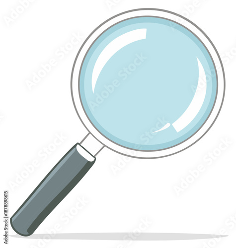 Cartoon magnifying glass illustration, research and discover concept