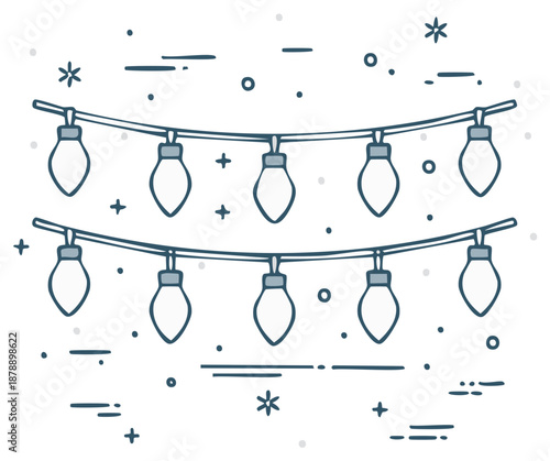 String of Lights Decoration with Star and Dot Accents Simple Festive Design