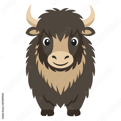 Hand drawn cute yak illustration isolated on white background for wildlife and animal collections