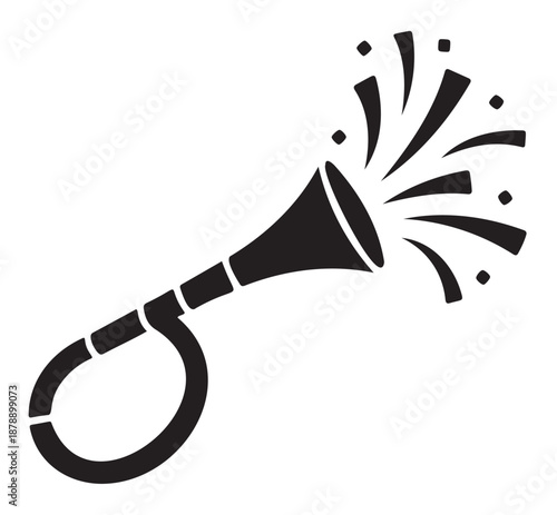 Black Party Horn with White Background