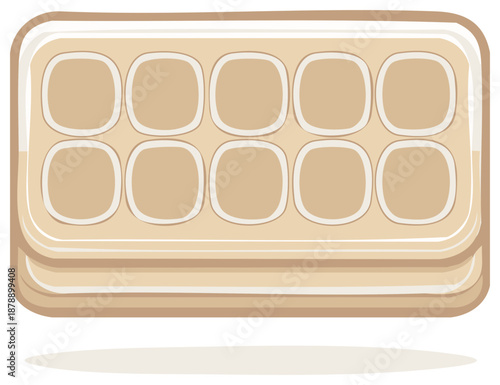 Empty ice cube tray with ten square cells awaiting refreshment and frozen creations