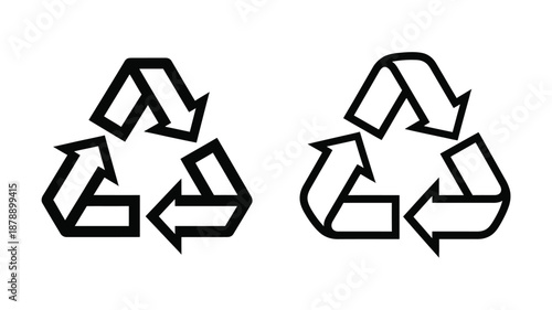 Black and white illustration of two recycling symbols side by side