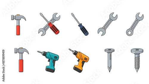 Collection of Various Tools and Hardware.