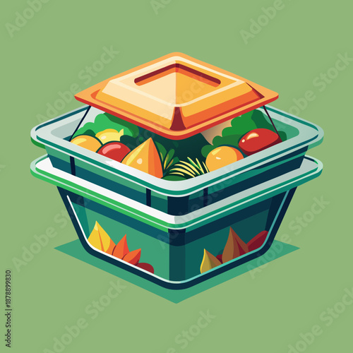 Stacked containers with fresh fruits