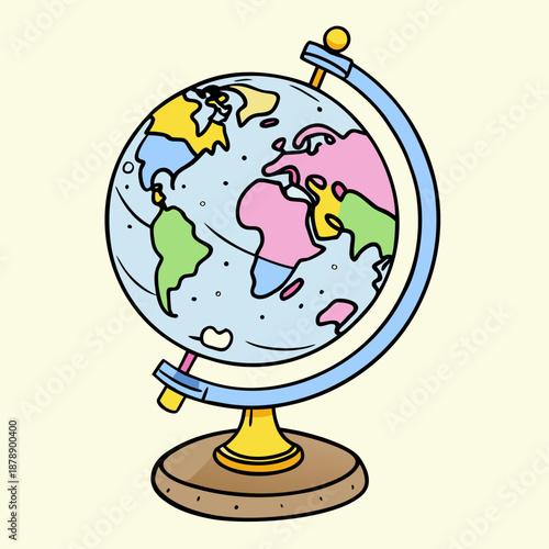 Cartoon globe on stand