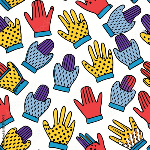 Colorful pattern of winter gloves