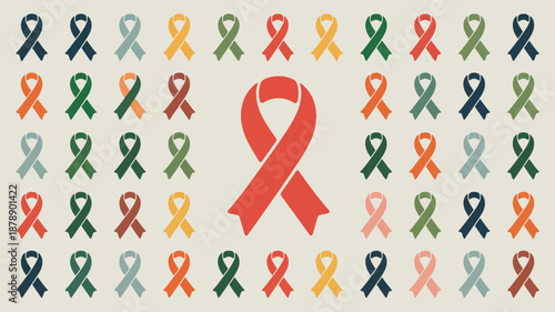 Array of awareness ribbons Vector