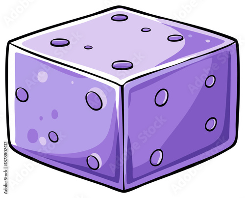 Purple Dice Showing One Two and Four Illustration for Games of Chance