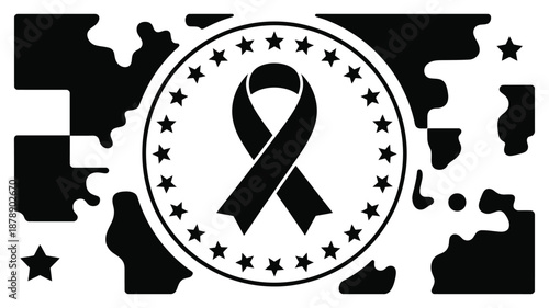 Black ribbon on state map Vector