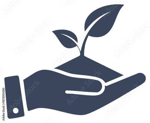 Nurturing Hand Gently Holds a Young Plant Sprout Emerging from Soil