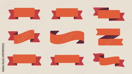 Collection of red ribbons Vector