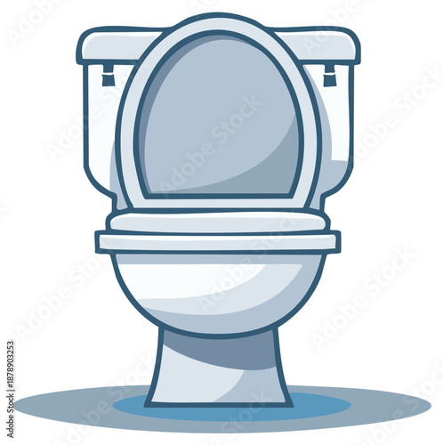 Cartoon toilet illustration with an open seat shown from the front view