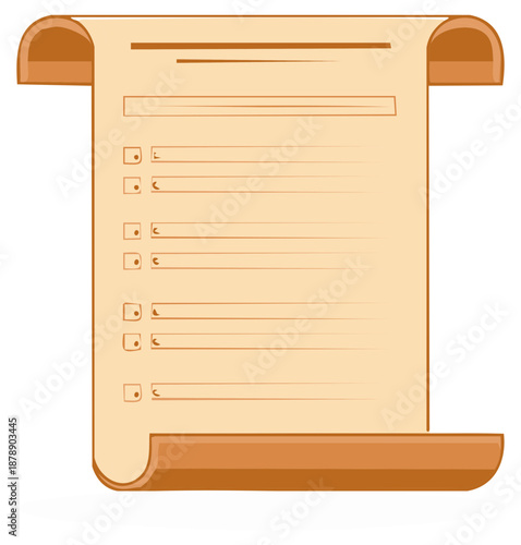Vintage Scroll with Empty Checklist for Notes and Tasks or Parchment