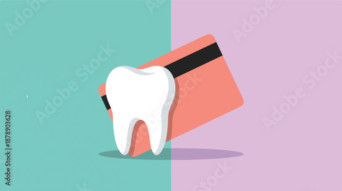 Dental expenses and payment concept with tooth and credit card illustration