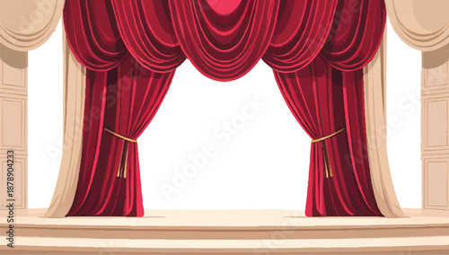 red velvet curtain with clipping path