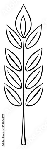Stylized wheat or grain plant stem illustration, black outline on white, simple organic design