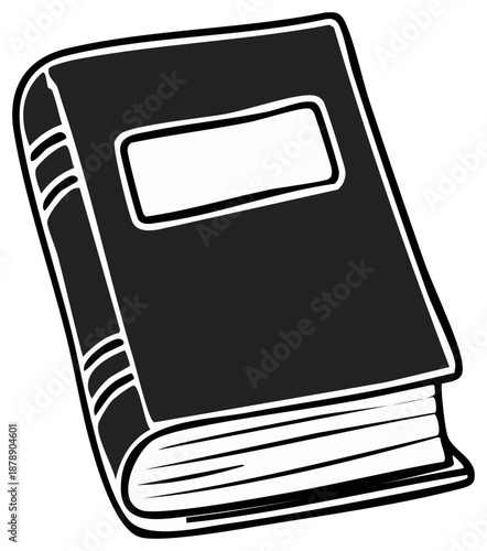 Black and White Illustration of a Closed Book or Notebook