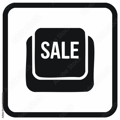 Black Sale Button Icon with Rounded Corners Simple Graphic Design