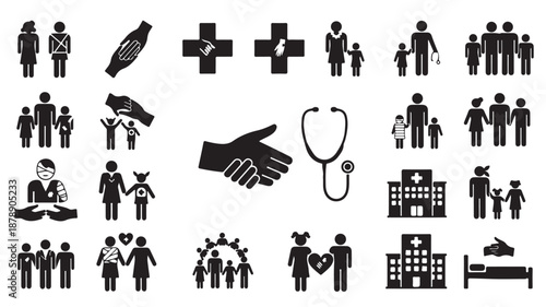 Medical Healthcare Icons Set with People and Symbols
