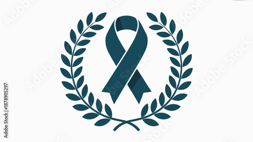 Blue ribbon within a laurel wreath Vector