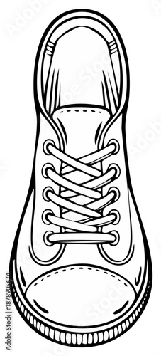 Black and White Line Art Shoe with Laces Fashion Footwear
