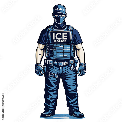 ICE Agent Full Body Front View