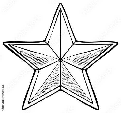Hand drawn star illustration with shading and bold outline.