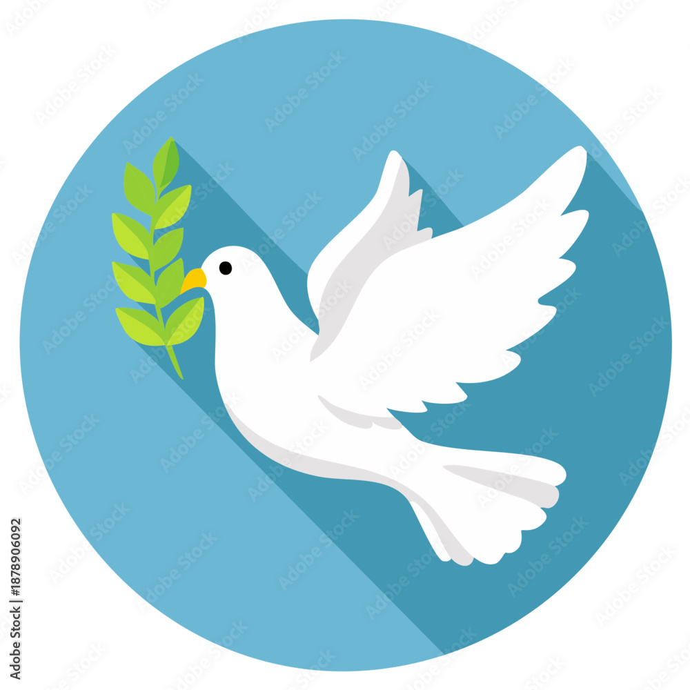 Obraz premium White Dove Holding Olive Branch Symbol of Peace and Hope Illustration