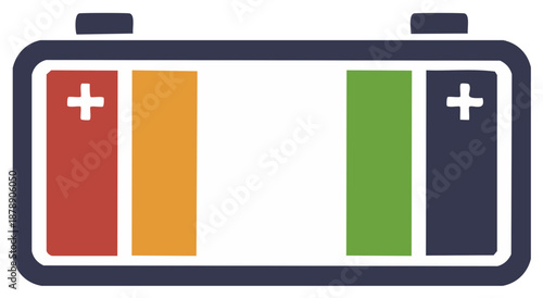 Colorful battery or accumulator icon. Electric power and energy concept.