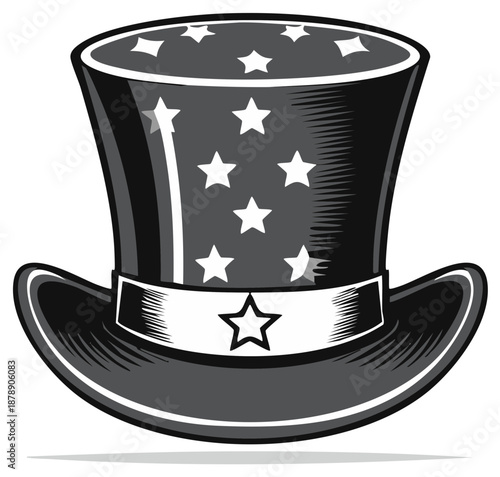American Patriot Top Hat with Stars and Stripes Decoration