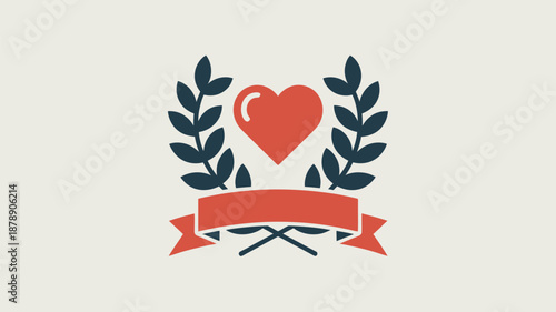 Heart shaped award with laurel wreath Vector