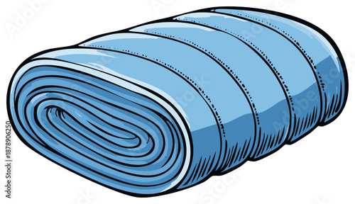 Rolled Blue Material Fabric Bolt Piece Illustration Sewing or Textile Projects
