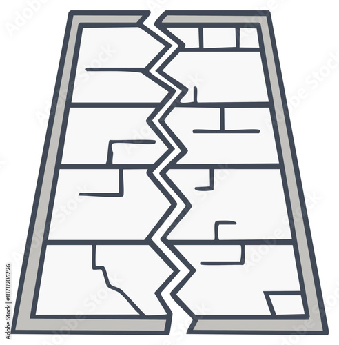 Conceptual illustration of a broken floorplan design, architecture concept.