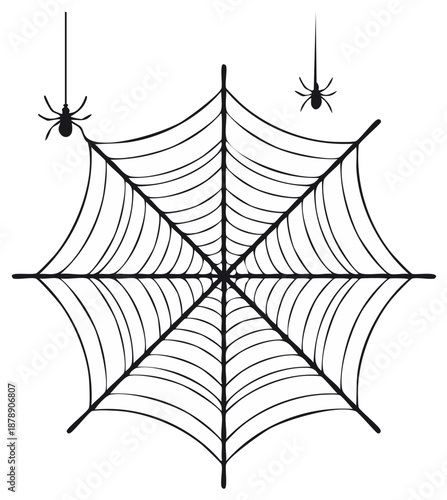 Spiderweb and spiders, Halloween themed vector illustration