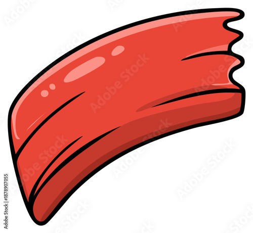 Glossy cartoon illustration of a fresh red meat steak cut ready for cooking