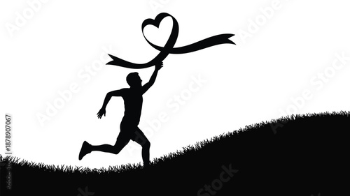 Running with heart Vector