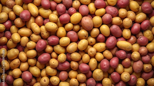 Colorful Potatoes CloseUp Fresh Harvest Natural Background